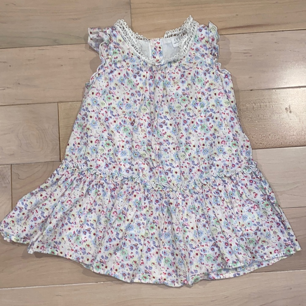 EGG by Susan Lazer cotton floral back buttons lace collar dress